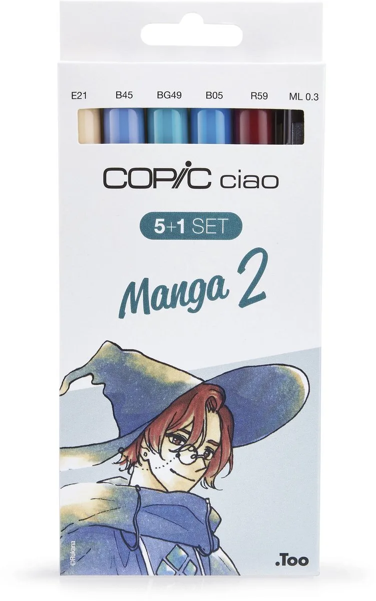 Marker Ciao, 5+1 Set ´Manga 2´ - Stiften Set 6 Stuks - Professionele Markers op Alcoholbasis de Copic en Multicolore – photo produit