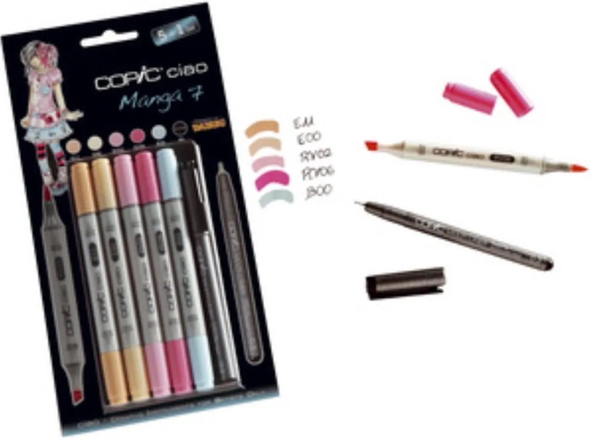 Marker ciao, 5+1 Set ´Manga 7´ de Copic en Multicolore – photo produit
