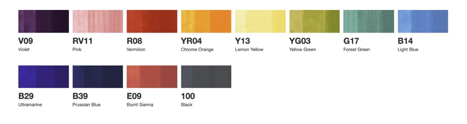 Marker classic, 12er Basis Set van Copic – productfoto