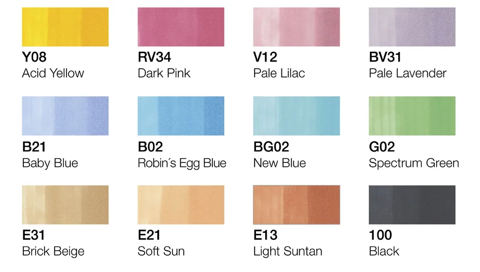 Marker classic, 12er Set Pastellfarben van Copic – productfoto
