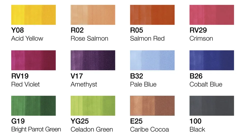 Marker classic, 12er Set Sommerfarben van Copic – productfoto