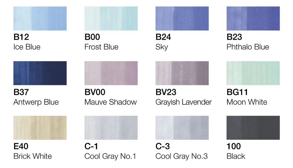 Marker classic, 12er Set Winterfarben van Copic – productfoto