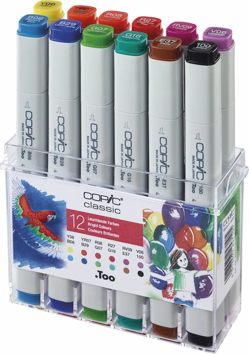 Set van 12 Markers - Levendige Kleuren, Navulbaar van Copic in Meerkleurig – productfoto