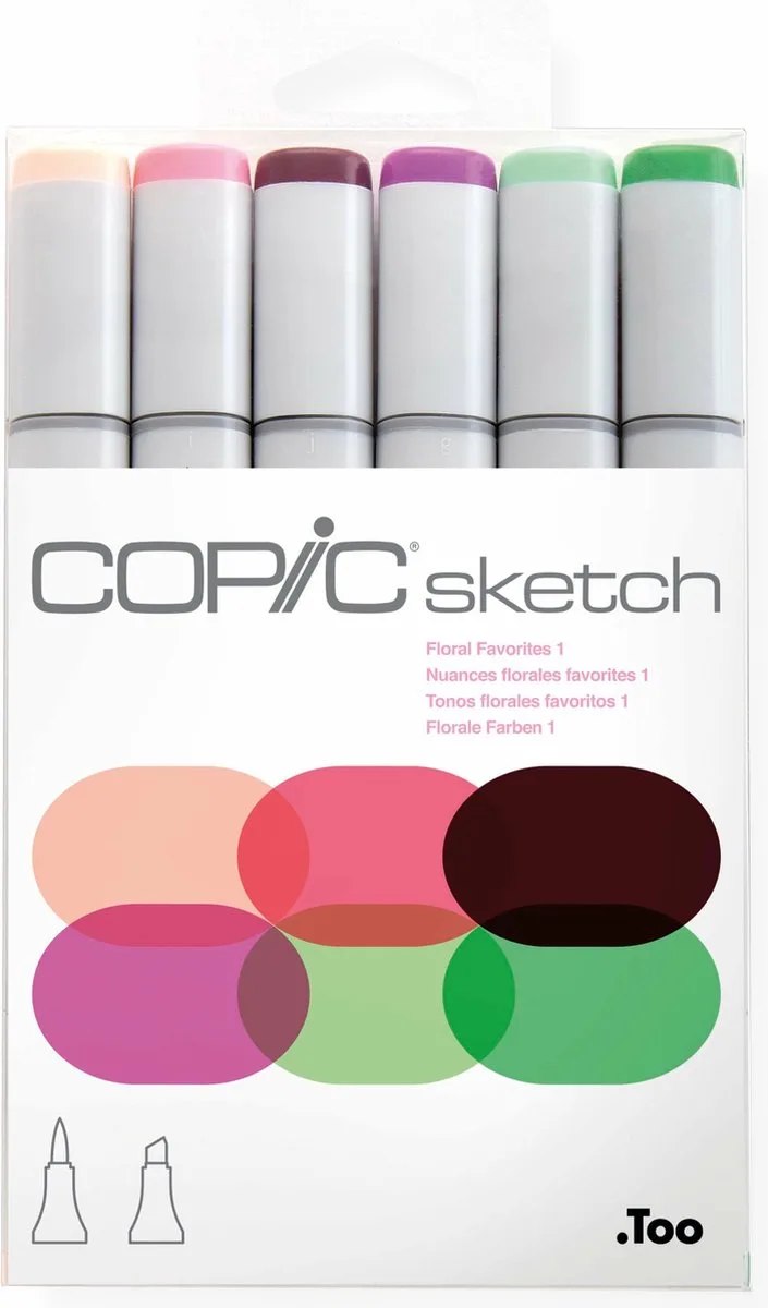 Sketch Floral Favorite 1 markeerstift 6 stuk(s) Beitel/penseelpunt van Copic in Meerkleurig – productfoto