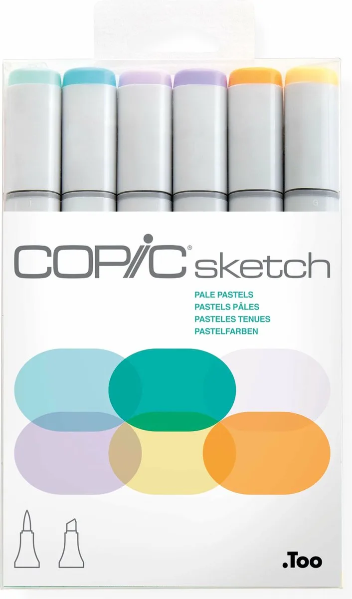 Sketch Pale Pastels markeerstift 6 stuk(s) Beitel/penseelpunt van Copic in Meerkleurig – productfoto