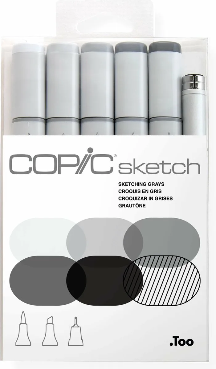 Sketch Sketching Grays markeerstift 6 stuk(s) Beitel/penseelpunt Grijs, Licht Grijs van Copic in Grijs – productfoto
