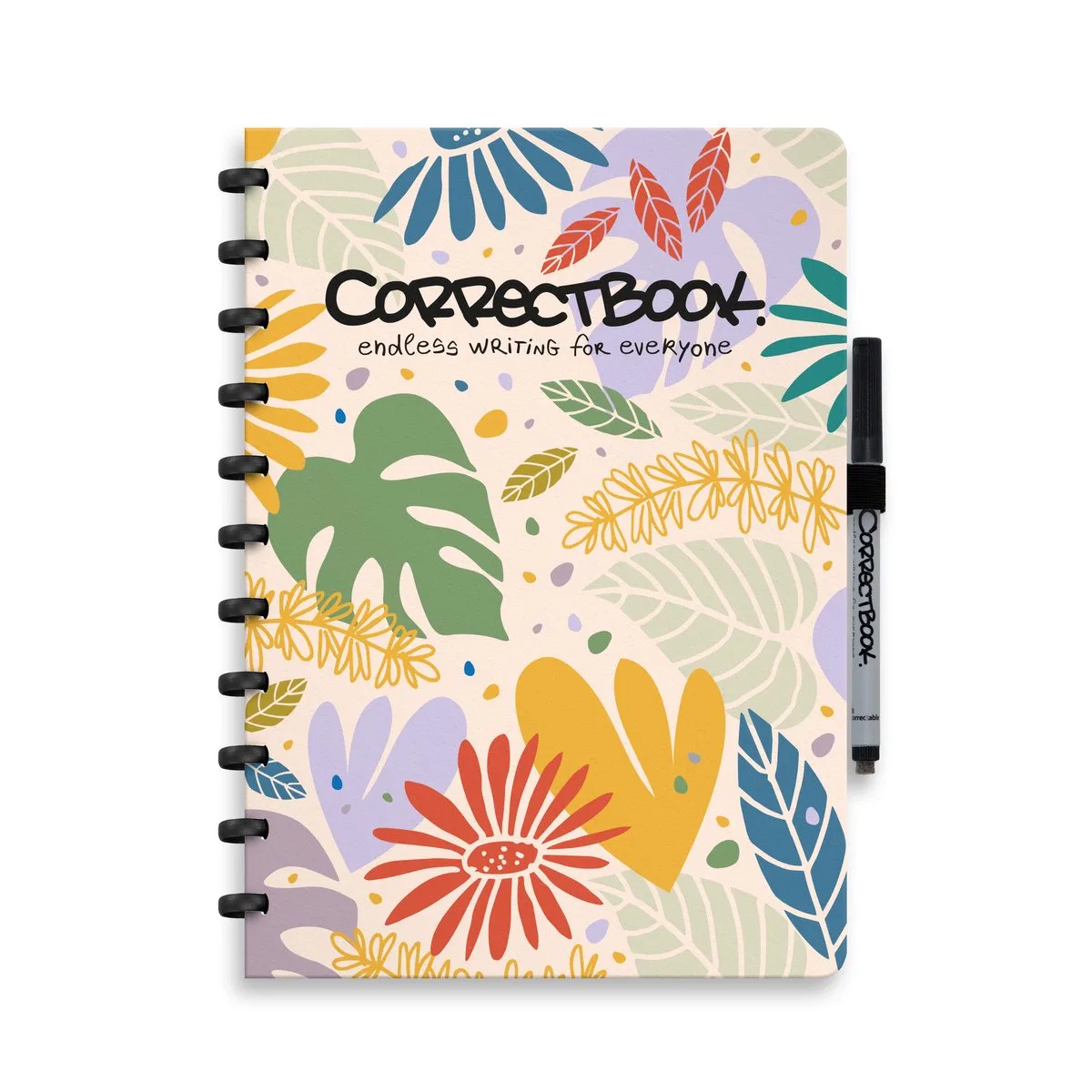 A4 Uitwisbaar Notitieboek – Gelinieerd – Herbruikbaar schrift – Inclusief pen & wisdoekje – Aanvulbaar met extra pagina’s de Correctbook en Botanical Beauty – photo produit