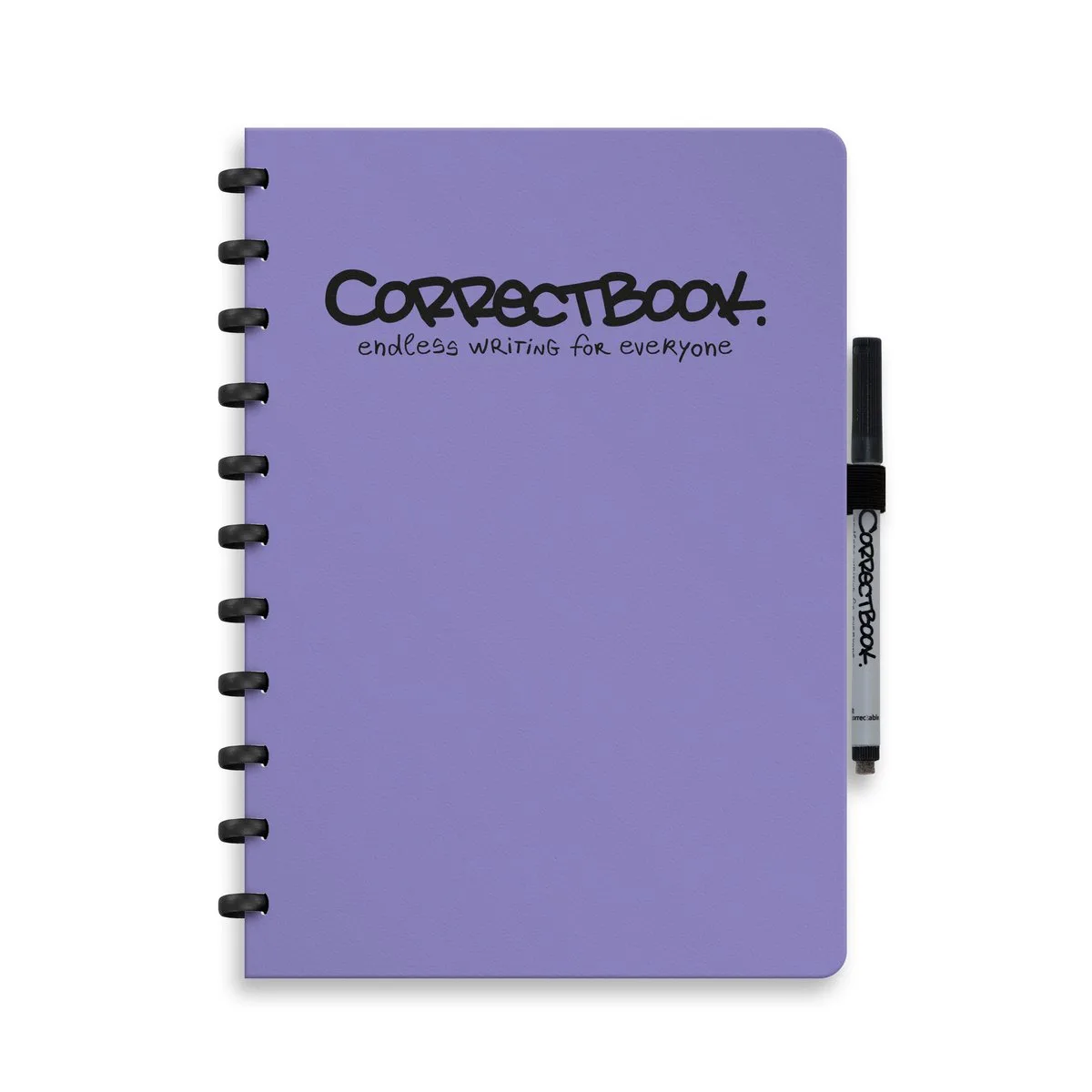 A4 Uitwisbaar Notitieboek – Gelinieerd – Herbruikbaar schrift – Inclusief pen & wisdoekje – Aanvulbaar met extra pagina’s de Correctbook en Petunia Purple – photo produit