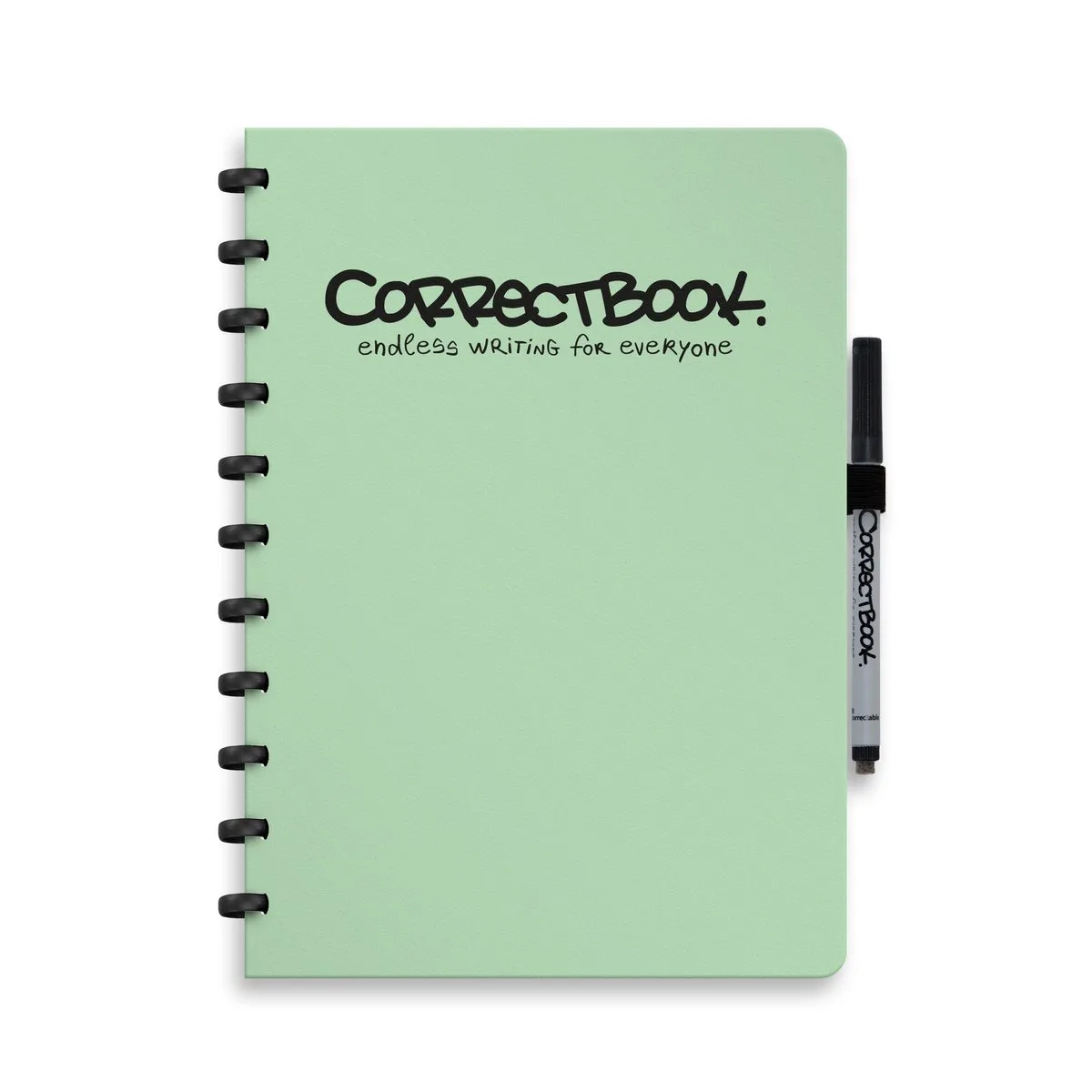 A4 Uitwisbaar Notitieboek – Gelinieerd – Herbruikbaar schrift – Inclusief pen & wisdoekje – Aanvulbaar met extra pagina’s de Correctbook en Misty Mint – photo produit