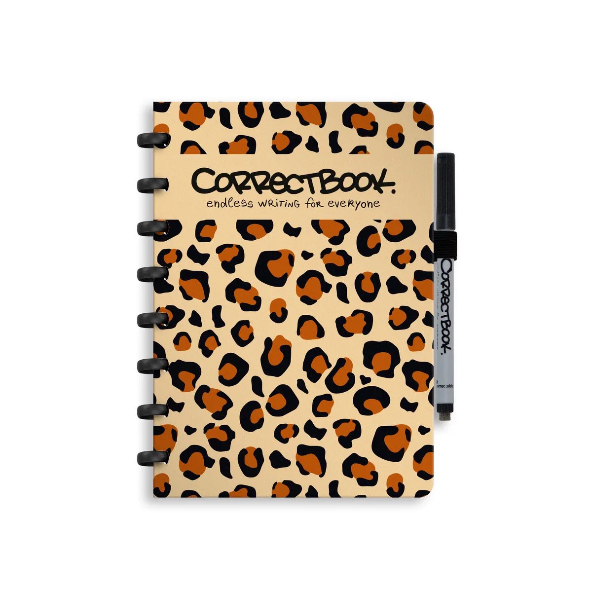 A5 Uitwisbaar Notitieboek – Gelinieerd – Herbruikbaar schrift – Inclusief pen & wisdoekje – Aanvulbaar met extra pagina’s de Correctbook en Powerful Leopard – photo produit