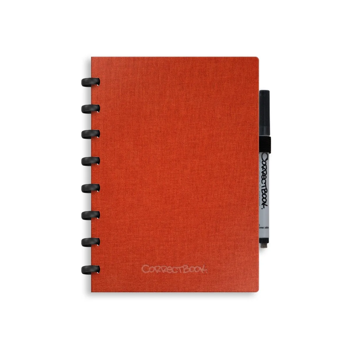 A5 Uitwisbaar Notitieboek – Linnen hardcover – Herbruikbaar schrift – Blanco – Inclusief pen & wisdoekje – Aanvulbaar met extra pagina’s de Correctbook en Rusty Red – photo produit