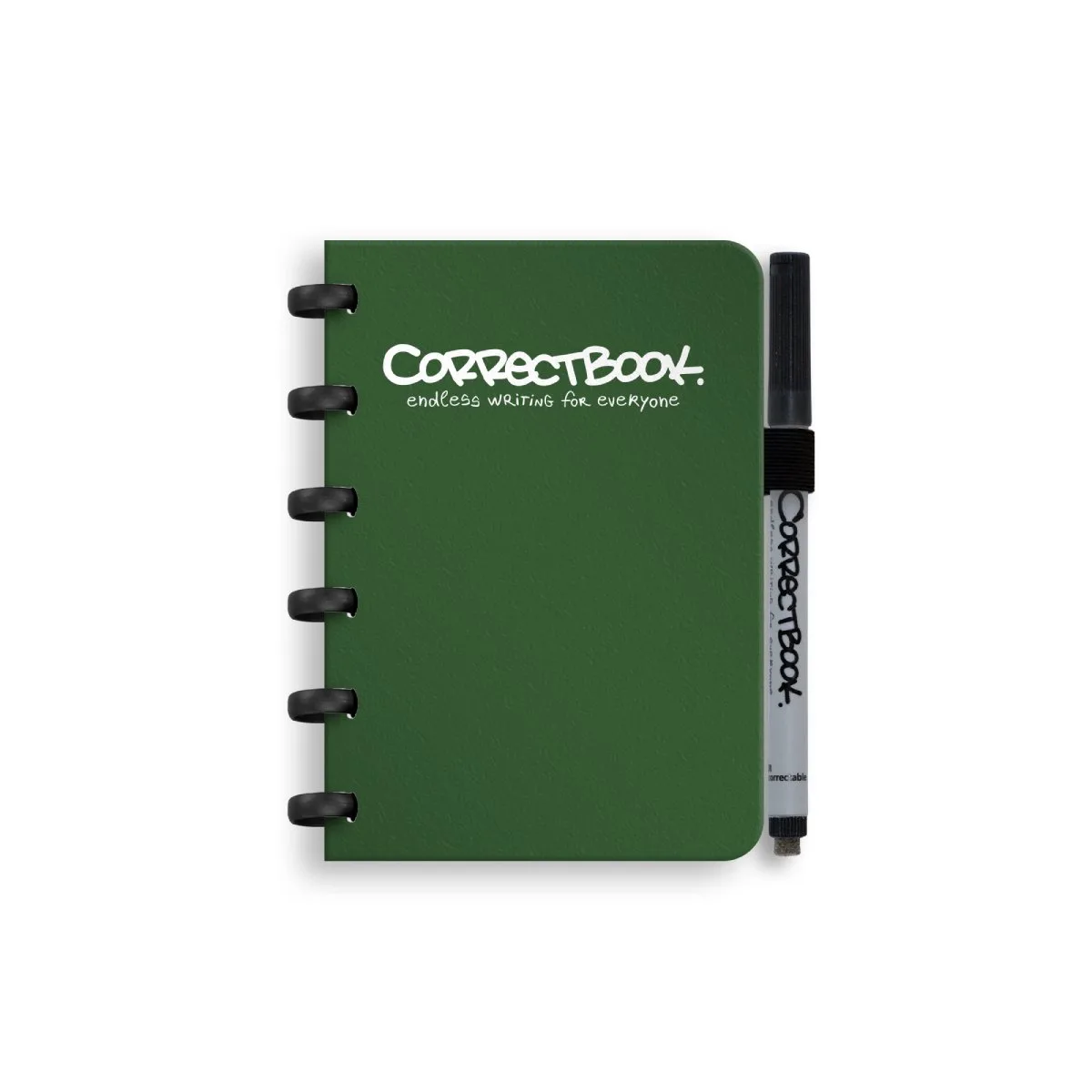 A6 Uitwisbaar Notitieboek – Blanco – Herbruikbaar schrift – Inclusief pen & wisdoekje – Aanvulbaar met extra pagina’s de Correctbook en Forest Green – photo produit