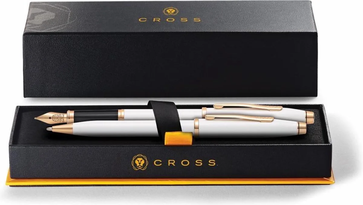 Cadeauset – Balpen & Vulpen – Century || gelakt fra Cross i Parelmoer wit – produktbillede