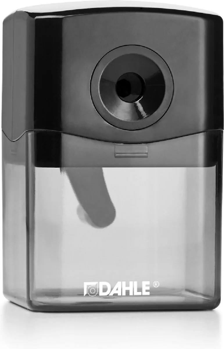 Dahle 144 | Handmatige Puntenslijper | Automatische Potloodinvoer | Professionele Stalen Frees | Opvangbak fra Dahle i Zwart transparant – produktbillede