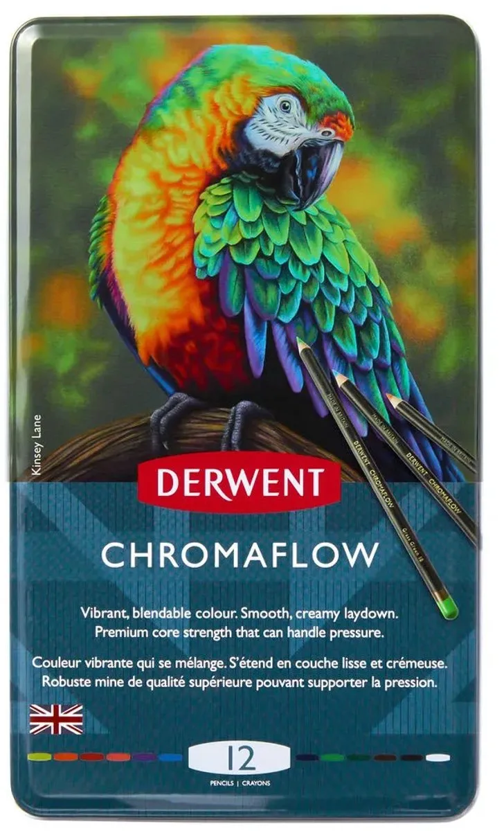 Chromaflow Kleurpotloden - Assortiment in blik - 3.5mm - 12 stuks van Derwent in Meerkleurig – productfoto