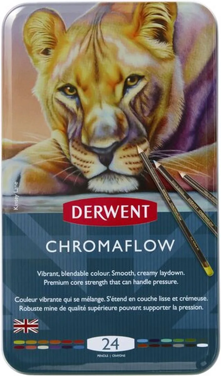 Chromaflow Kleurpotloden - Assortiment in blik - 3.5mm - 24 stuks van Derwent in Meerkleurig – productfoto