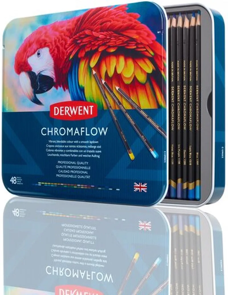Chromaflow Kleurpotloden - Assortiment in blik - 3.5mm - 48 stuks van Derwent in Assorti – productfoto