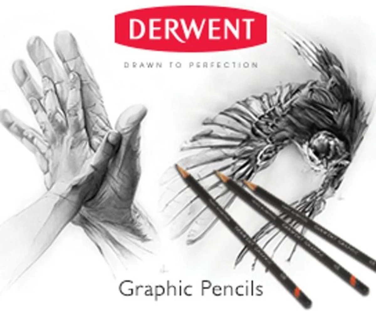 Graphic Medium potloden set in blik assorti 12 stuks van Derwent – productfoto