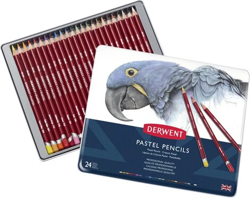 Pastel Potloden - Assortiment in blik - 4mm - 24 stuks fra Derwent i Assorti – produktbillede