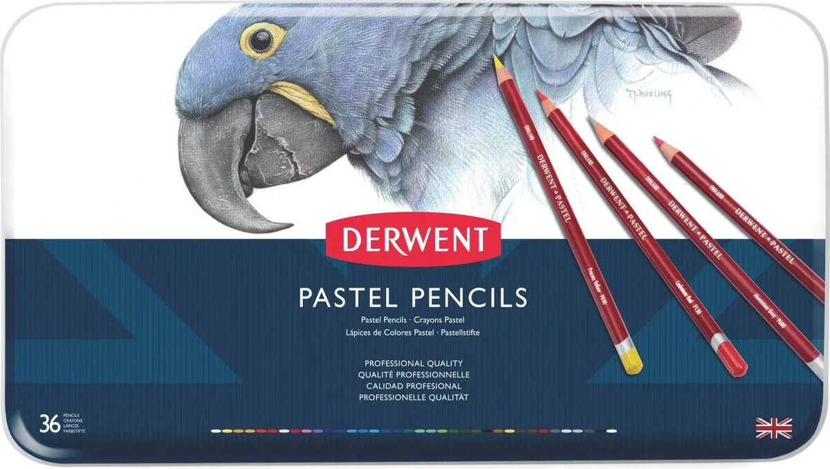 Pastel Potloden - Assortiment in blik - 4mm - 36 stuks de Derwent en Multicolore – photo produit