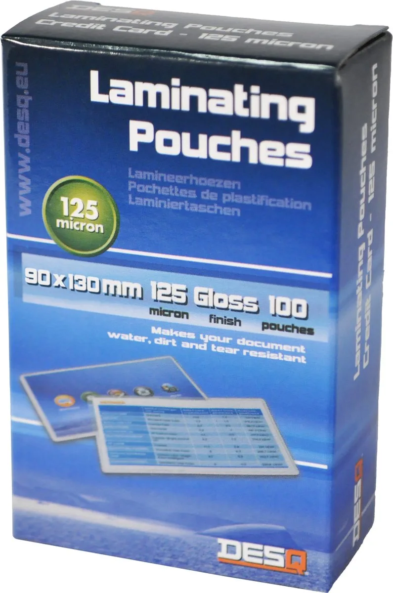 Lamineerhoes | 125 micron | Glanzend | 100 stuks | 90x130 mm |Premium | 71116 de Desq en Transparent – photo produit