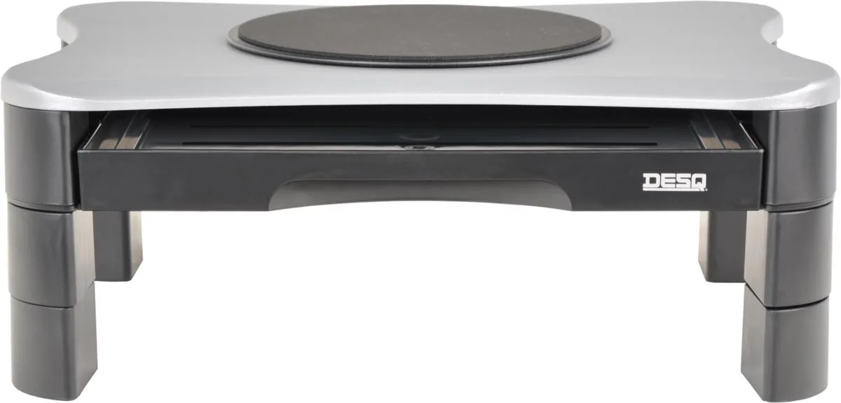monitorstandaard, met draaiplateau en 2 lades, zilver/zwart de Desq – photo produit