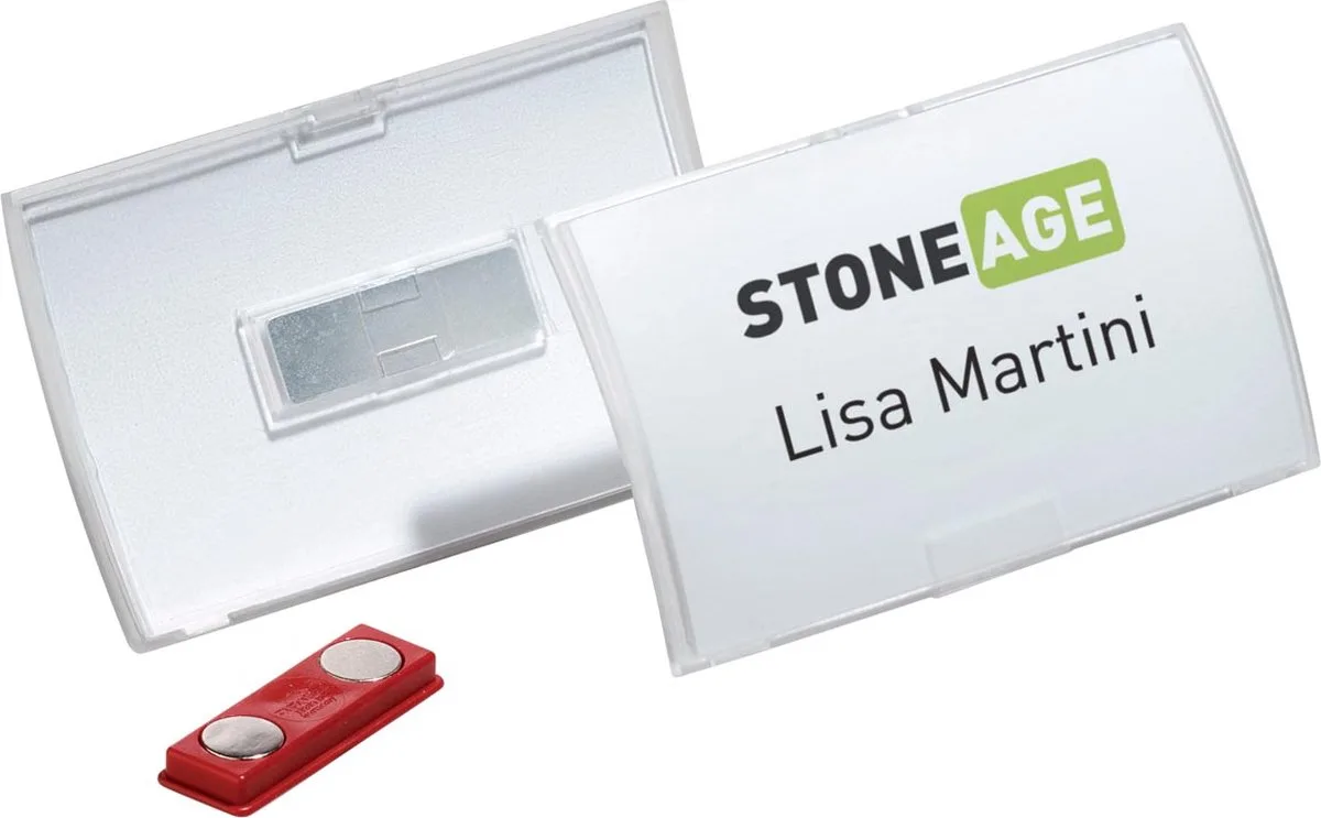 badge met magneet Click Fold ft 40 x 75 mm, doos van 10 stuks 6 stuks de Durable en Transparent – photo produit
