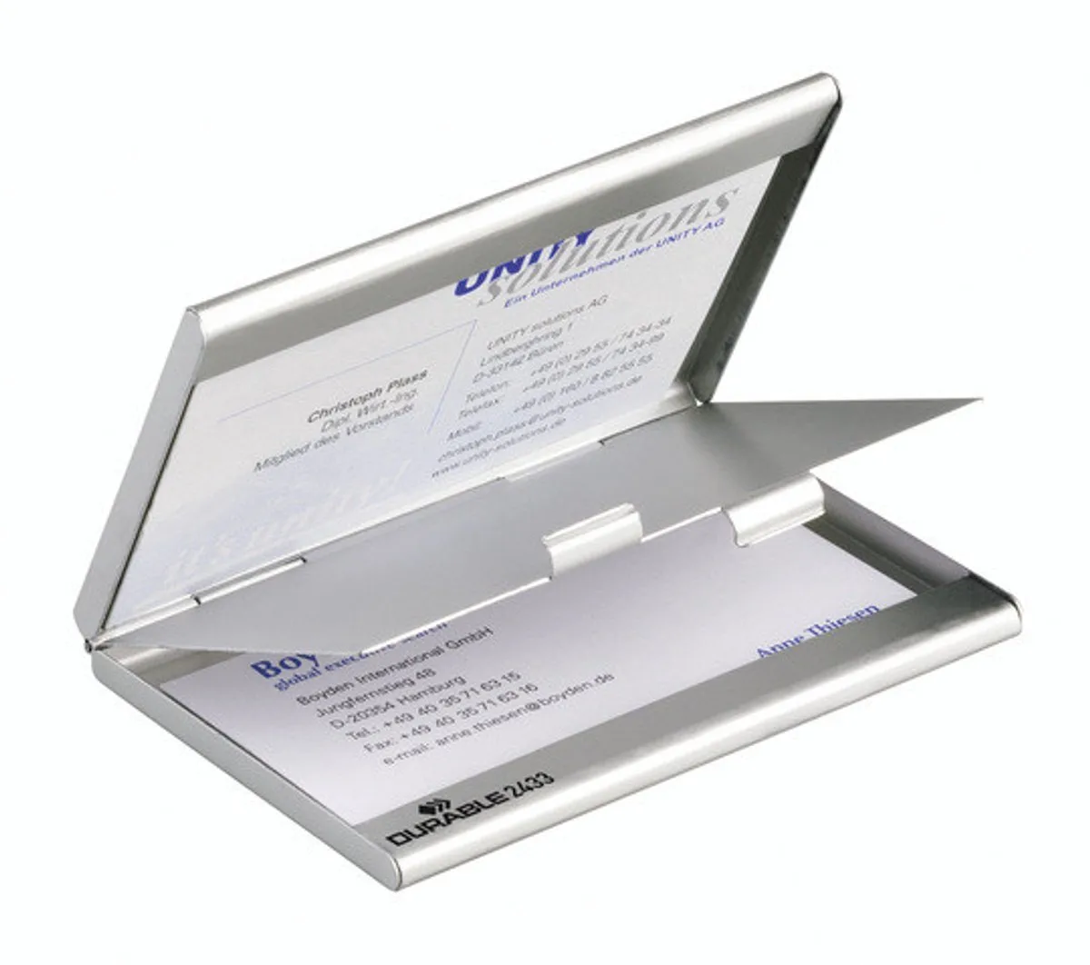 BUSINESS CARD BOX duo visitekaarthouder Aluminium de Durable en Argent – photo produit
