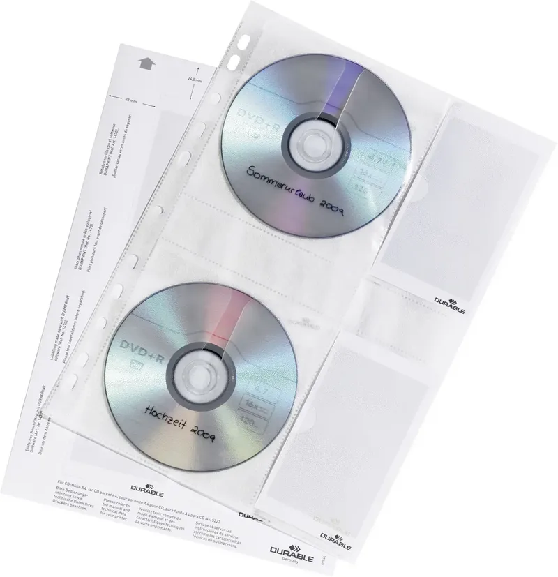 CD/DVD Ordner-Hülle 522219 4 CDs/DVDs/Blu-rays Transparent Polypropylen 5 St. de Durable – photo produit