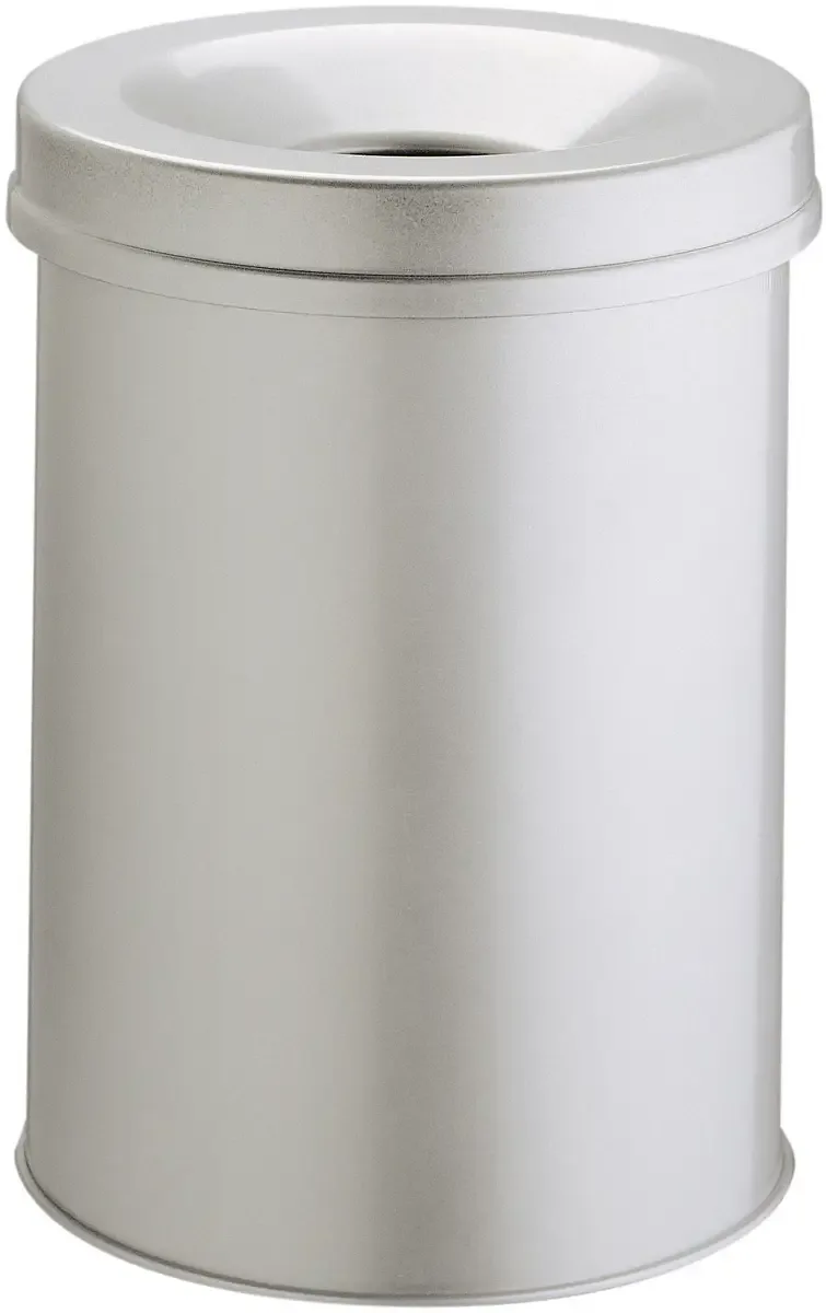Corbeille à papier Durable Papierkorb Safe, Durable, Stahl, grau, 15 Liter, selbstverlöschend mit Flammen 330510 15 l (Ø x H) 260 mm x 357 mm acier 1 pc(s) de Durable en Gris – photo produit