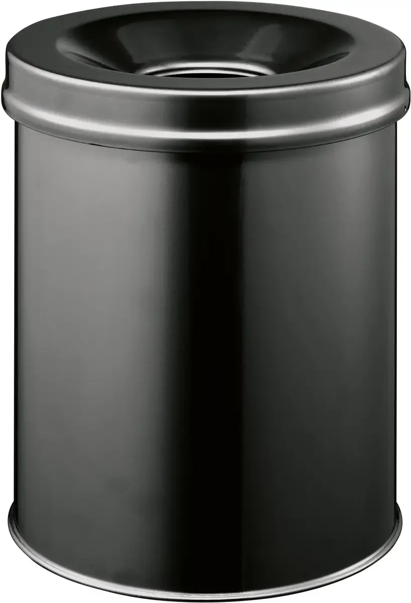 Corbeille à papier Durable Papierkorb Safe, Durable, Stahl, schwarz, 15 Liter, selbstverlöschend mit Flam 330501 15 l (Ø x H) 260 mm x 357 mm acier 1 pc(s) de Durable en Noir – photo produit