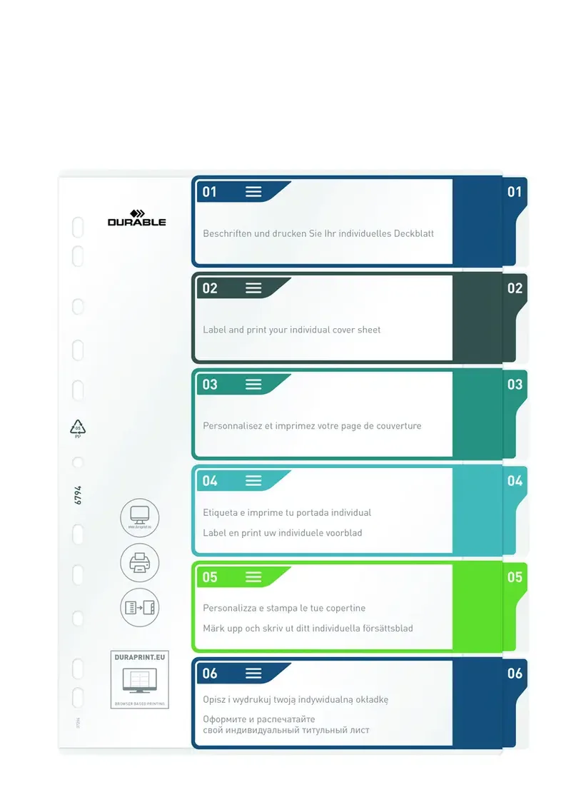 Durable 679427 Register DIN A4+ 1-6 Polypropylen Mehrfarbig 6 Registerblätter 679427 by Durable – product photo
