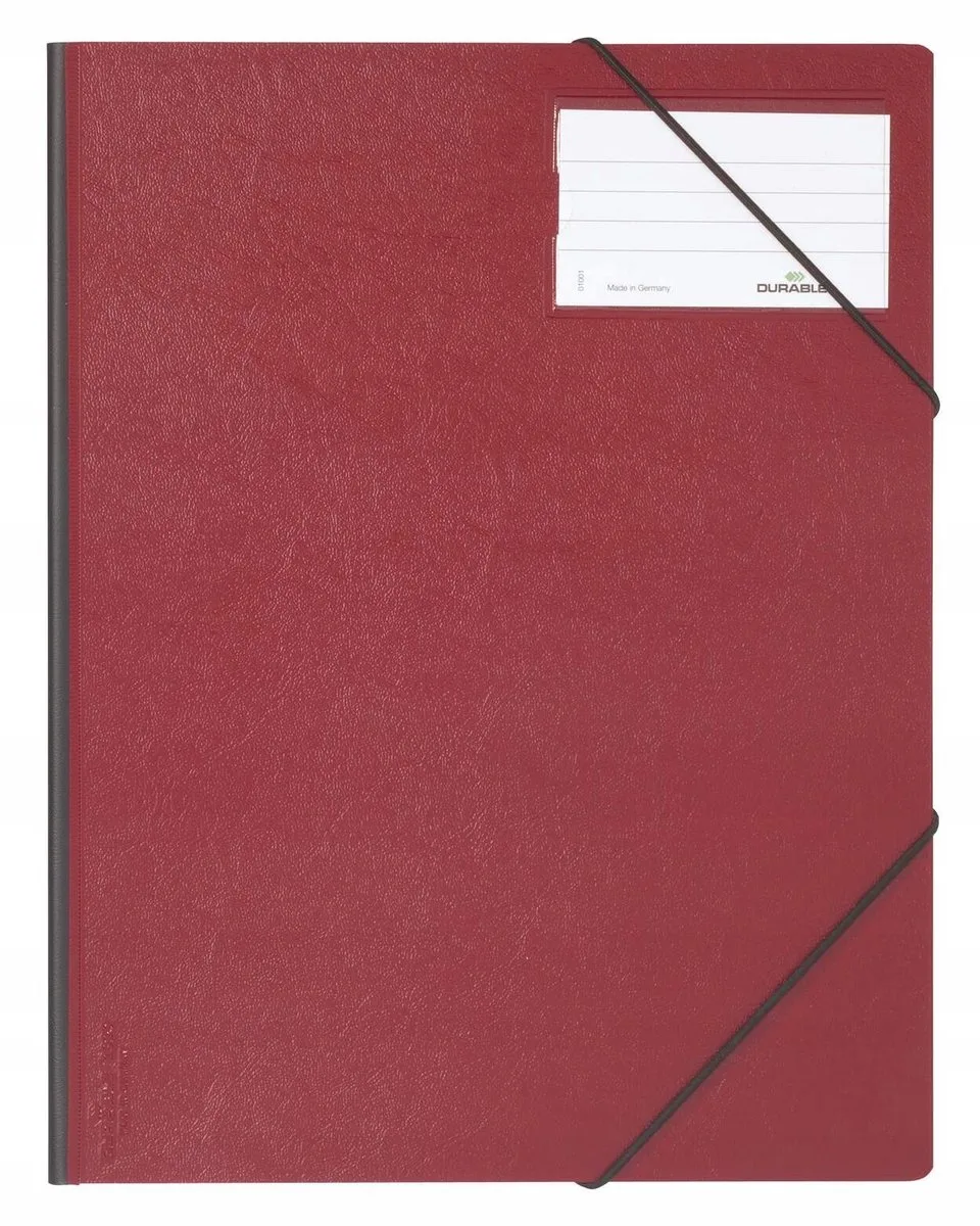 Duurzame kaart A4 met elastiek, 50 vellen de Durable en Donkerrood – photo produit