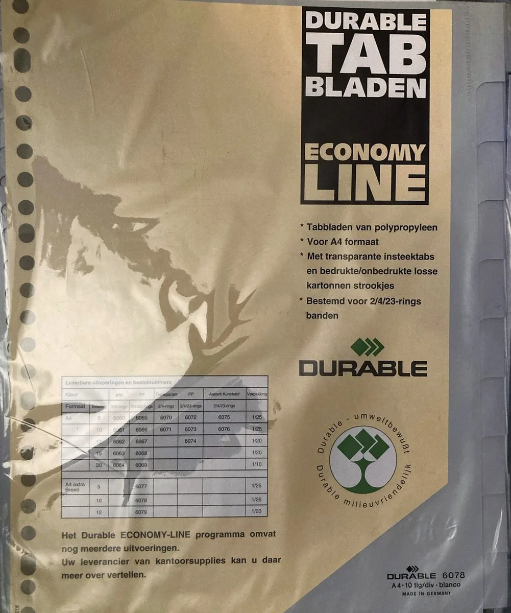 economy line - tabbladen PP - 23 rings fra Durable i Grå – produktbillede