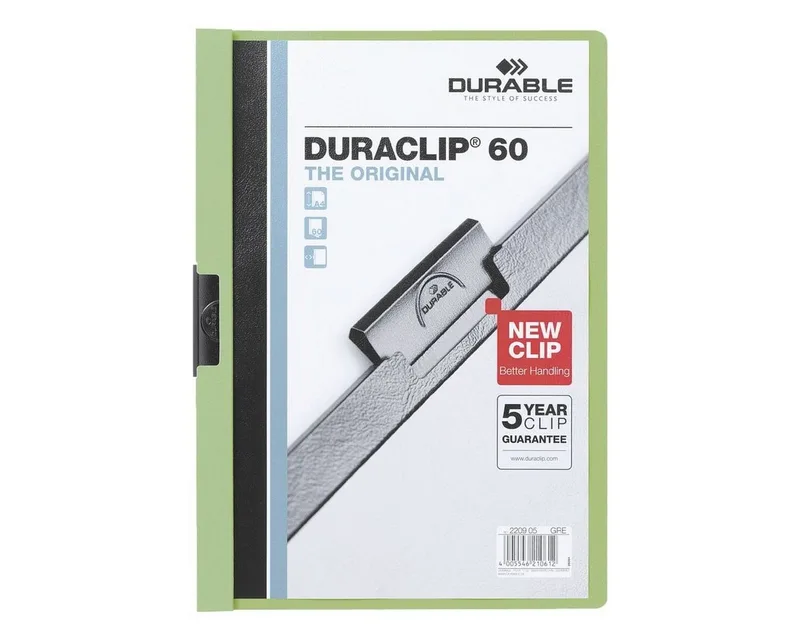 Hefter Duraclip 60, mit Klemmfunktion, Format DIN A4, bis 60 Blatt by Durable in Green – product photo