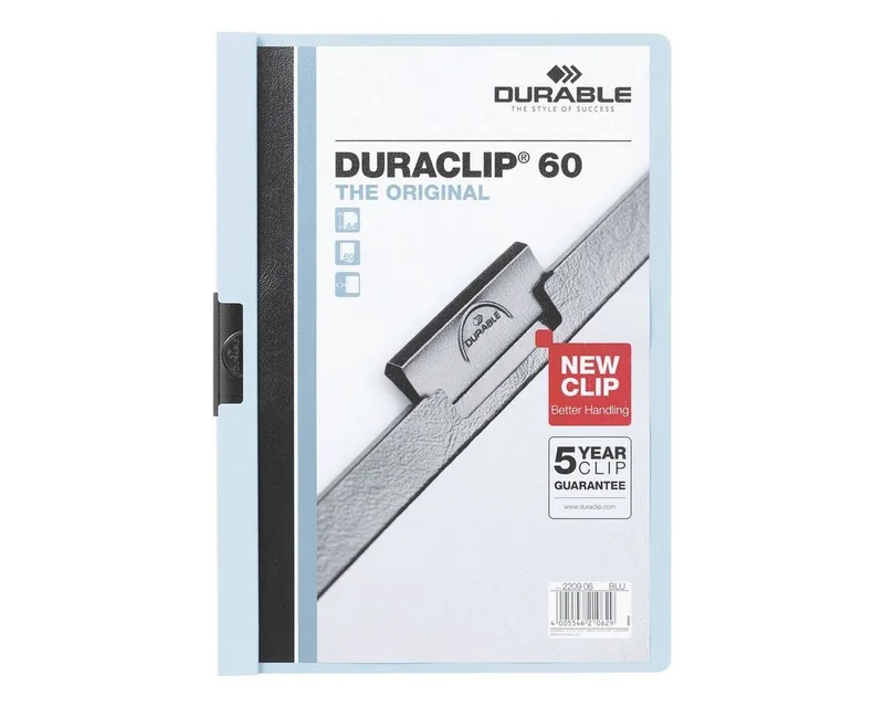 Hefter Duraclip 60, mit Klemmfunktion, Format DIN A4, bis 60 Blatt by Durable in Blue – product photo