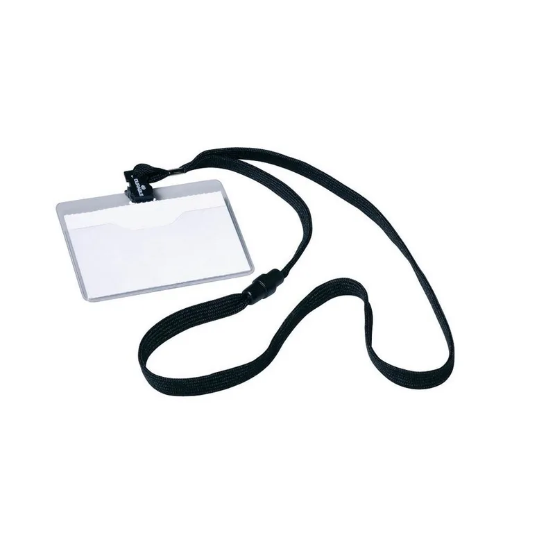 Hinweisschild DURABLE Namensschild mit Textilband 60 x 90mm schwarz - 10er Pack van Durable – productfoto
