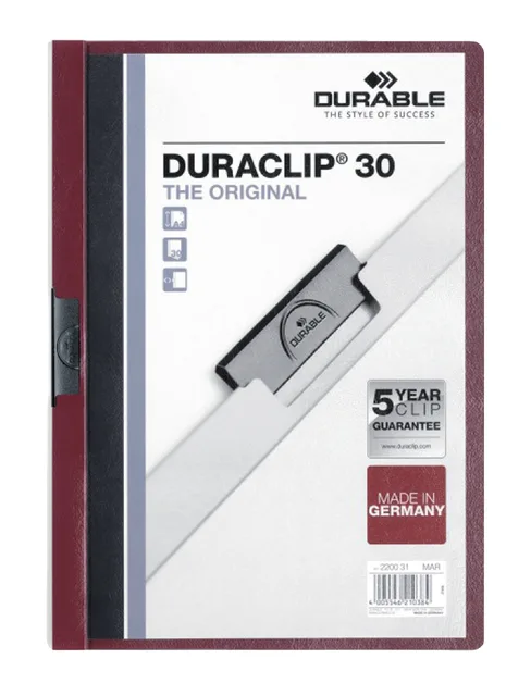 Klemmap Durable Duraclip A4 3mm 30 vellen aubergine van Durable – productfoto