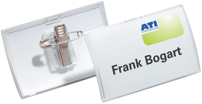 Namensschild Click Fold, mit Kombiklemme, 90 x 54 mm fra Durable – produktbillede