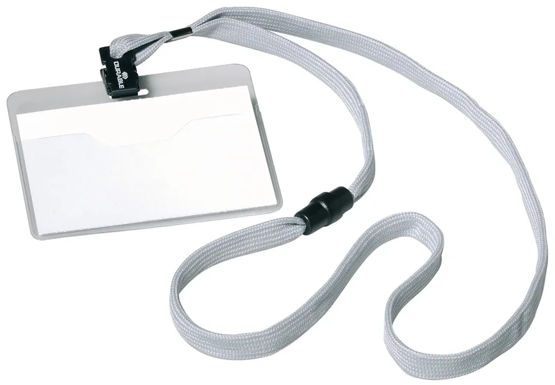 Namensschild, mit Textilband, 90 x 60 mm, grau by Durable – product photo