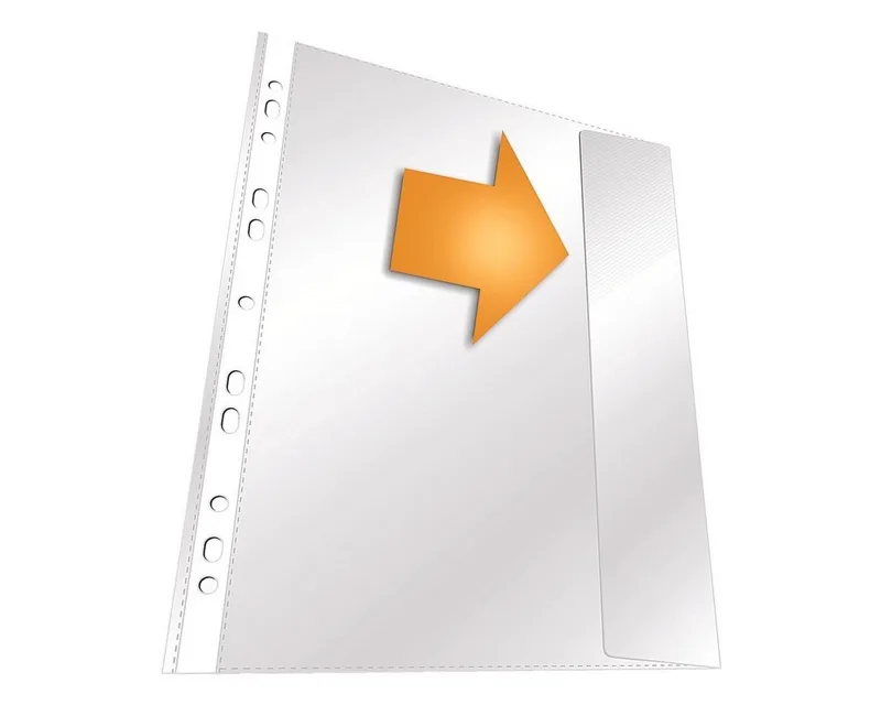 Prospekthülle, 5 Stück, Format A4, genarbt, seitlich offen mit Klappe, abheftbar by Durable in White – product photo