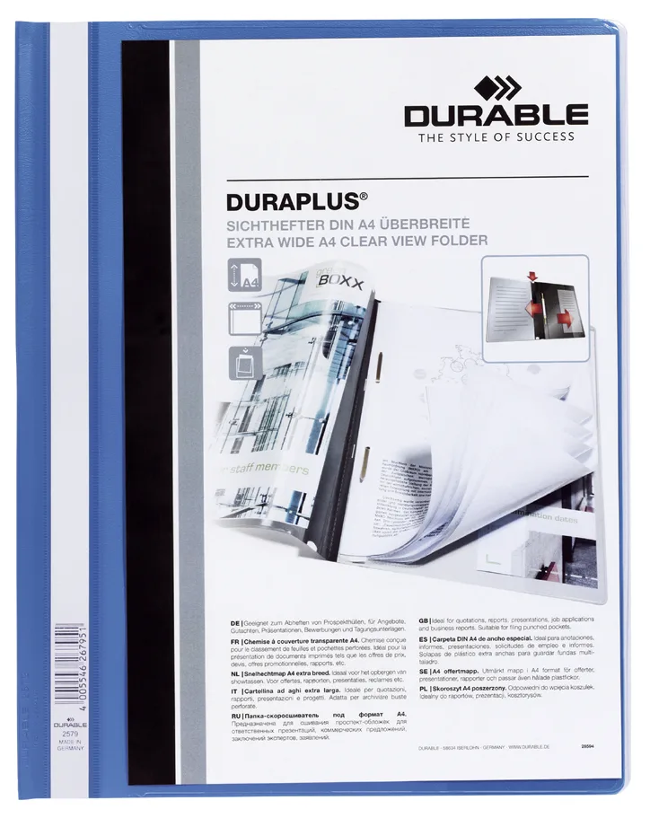 Schnellhefter DURAPLUS, DIN A4, blau, überbreit by Durable – product photo