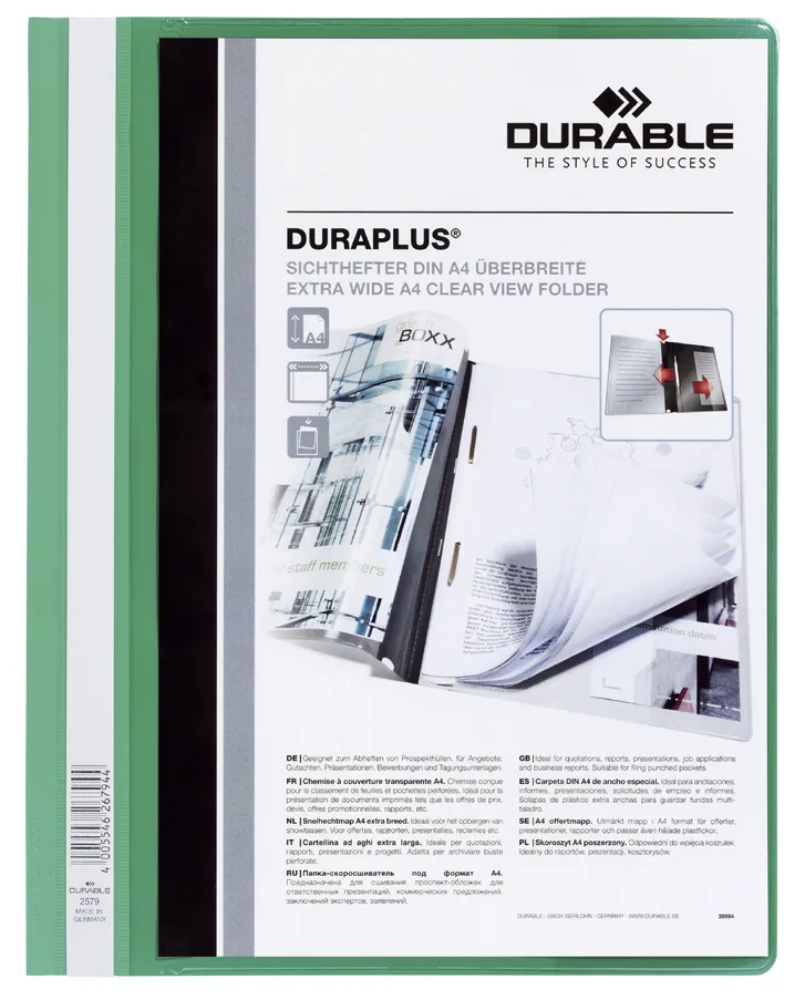 Schnellhefter DURAPLUS, DIN A4, grün, überbreit fra Durable – produktbillede
