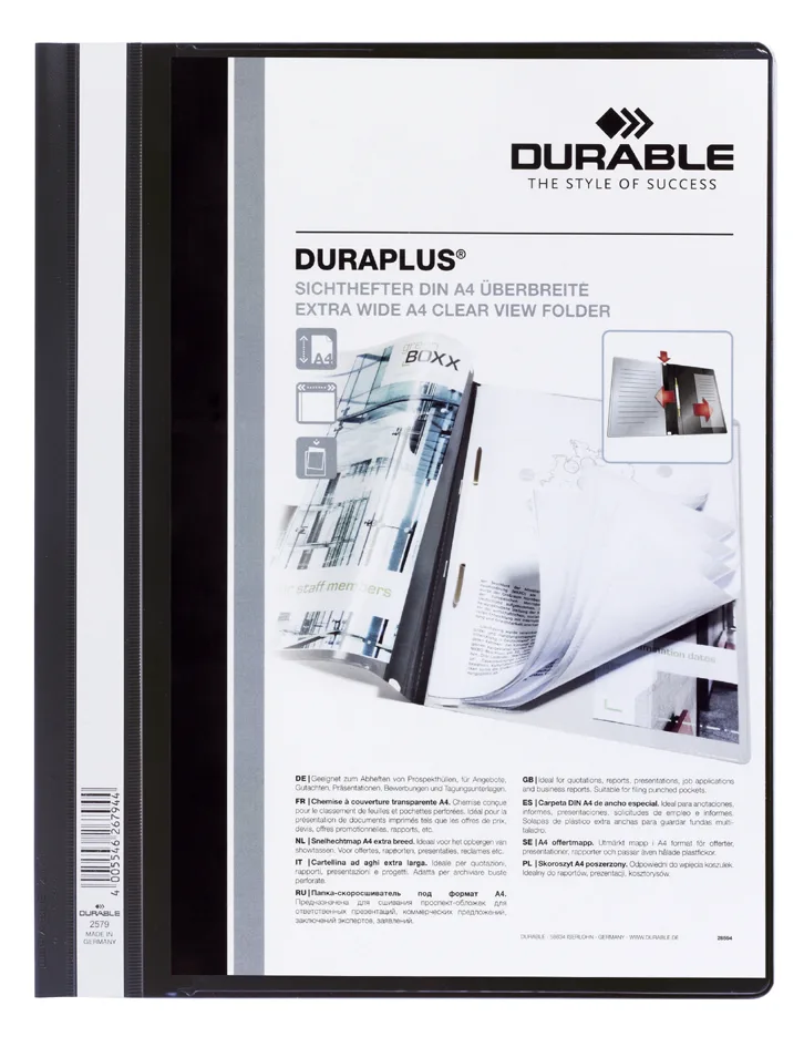 Schnellhefter DURAPLUS, DIN A4, schwarz, überbreit by Durable – product photo
