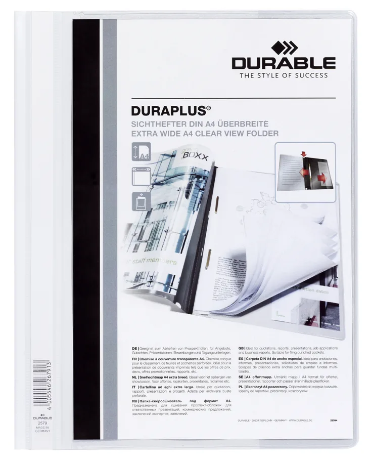 Schnellhefter DURAPLUS, DIN A4, weiß, überbreit de Durable – photo produit