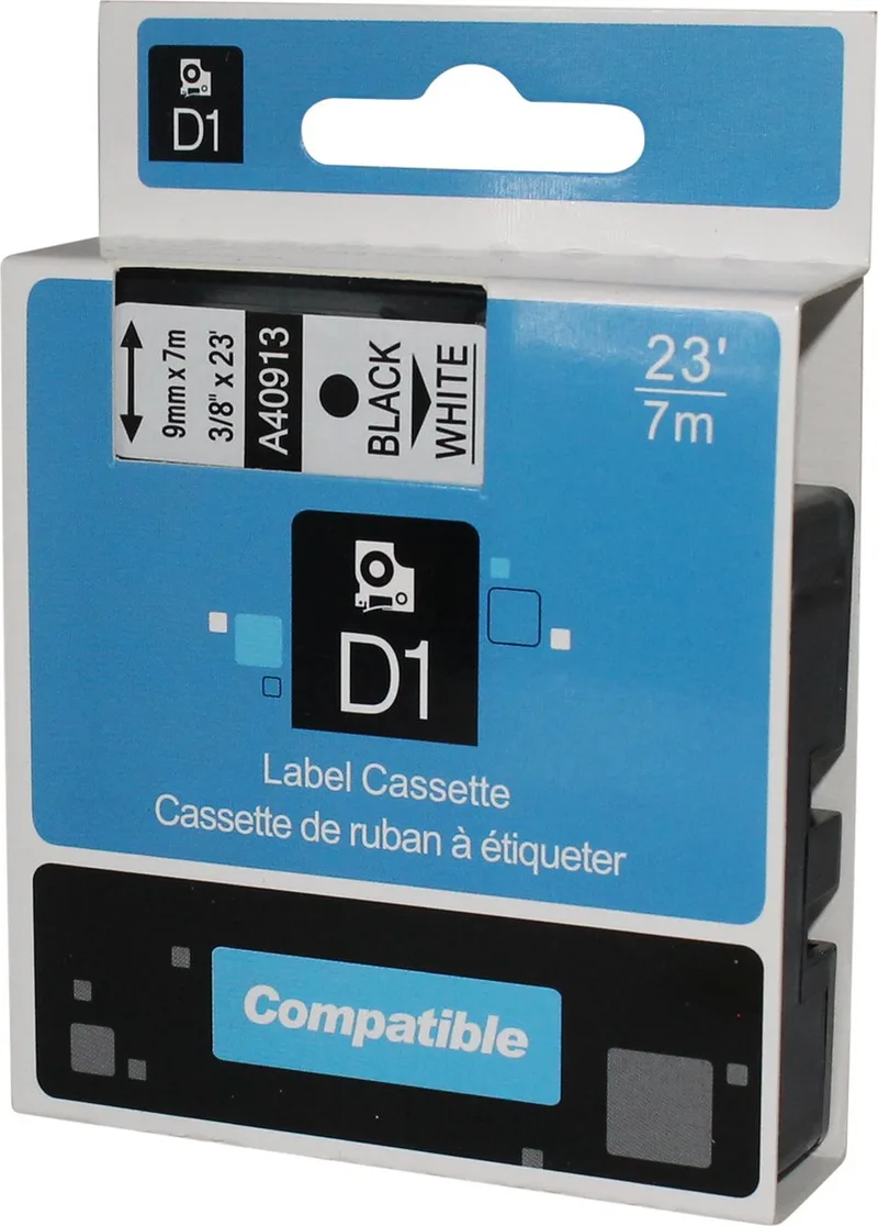 D1 standaard labels wit-zwart 9mm by DYMO in White – product photo