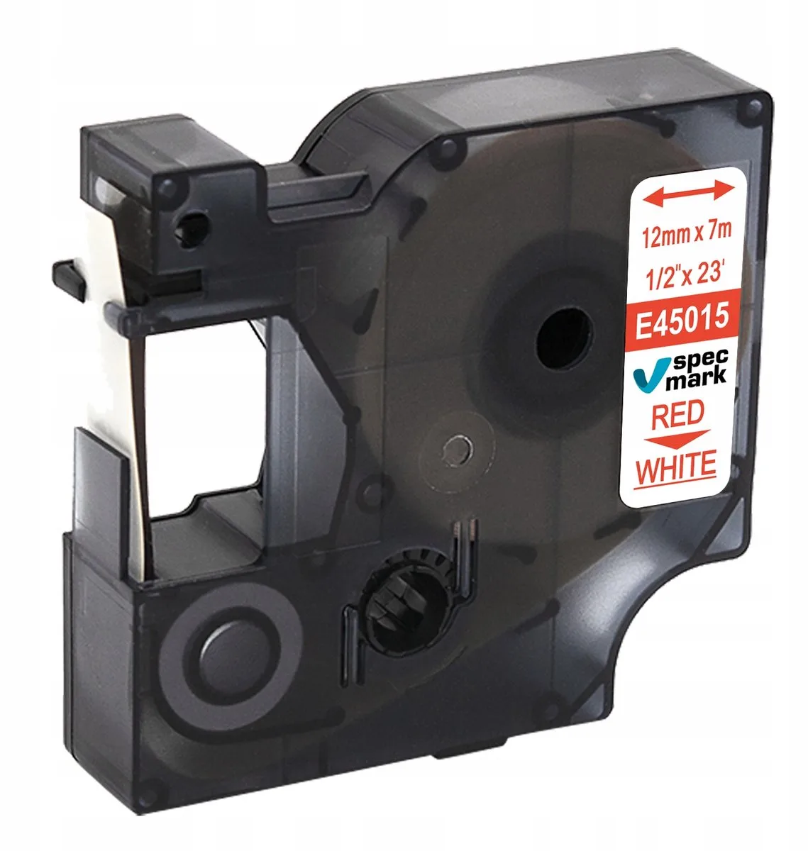 D1 tape 45015 12mm - Vervanger de DYMO en Wit met Rode opdruk – photo produit