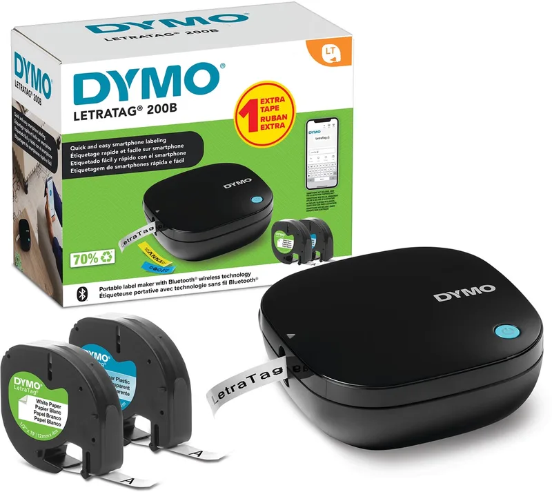 Display Dymo: 10 x LetraTag 200B promopack + 10 x LetraTag 100H + 40 x tape (20 x papier en 20 x plastic) by DYMO – product photo