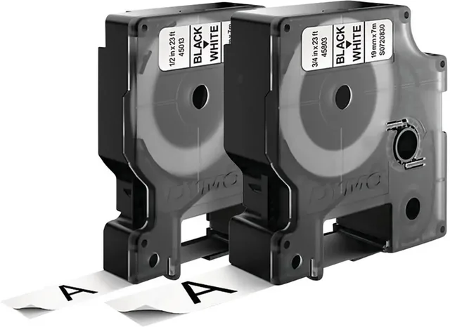 DYMO 45013 + 45803 Labeltape Set van 2 stuks Tapekleur: Wit Tekstkleur: Zwart 12 mm, 19 mm 7 m