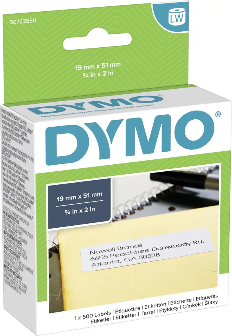 Etiket Dymo LabelWriter multifunctioneel 19x51mm 1 rol á 500 stuks wit van DYMO – productfoto 3 van 3